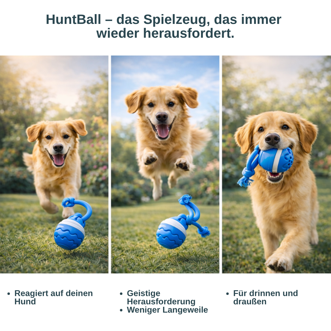 HuntBall – Interaktives Spiel für Ihren Hund, auch ohne Sie.