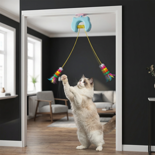 HuntHanger Katzenspielzeug für die Tür — deine Katze jagt stundenlang, auch ohne dich