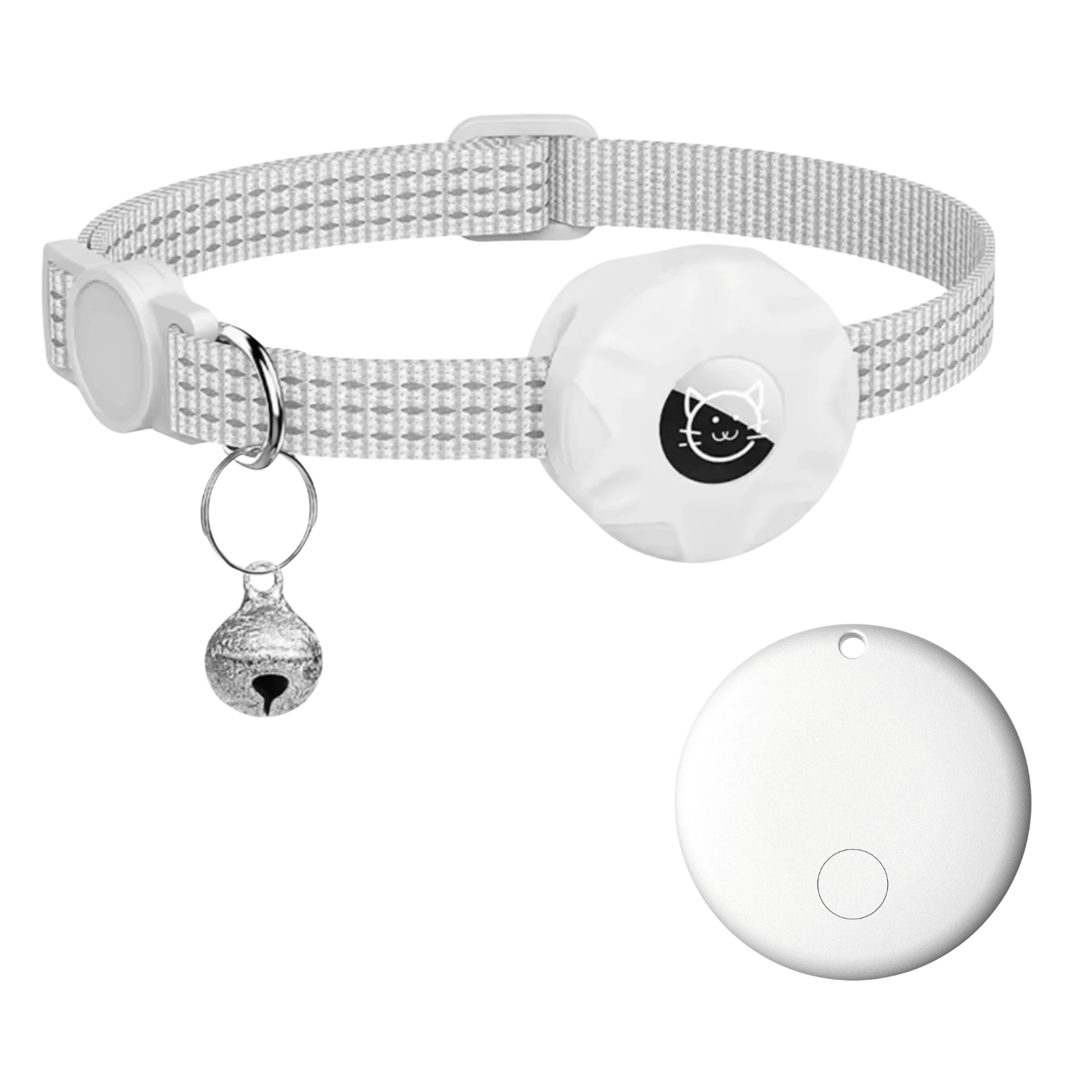 PawFind Katzenhalsband Farbe Schwarz mit weißem Tracker