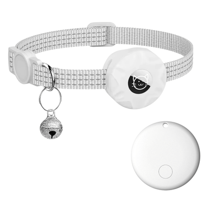 PawFind Katzenhalsband Farbe Schwarz mit weißem Tracker