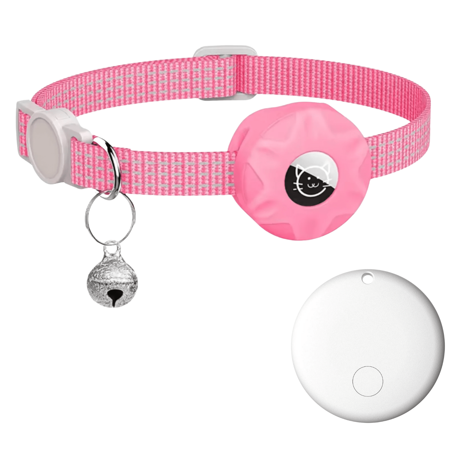 PawFind Katzenhalsband Farbe Rosa mit weißem Tracker